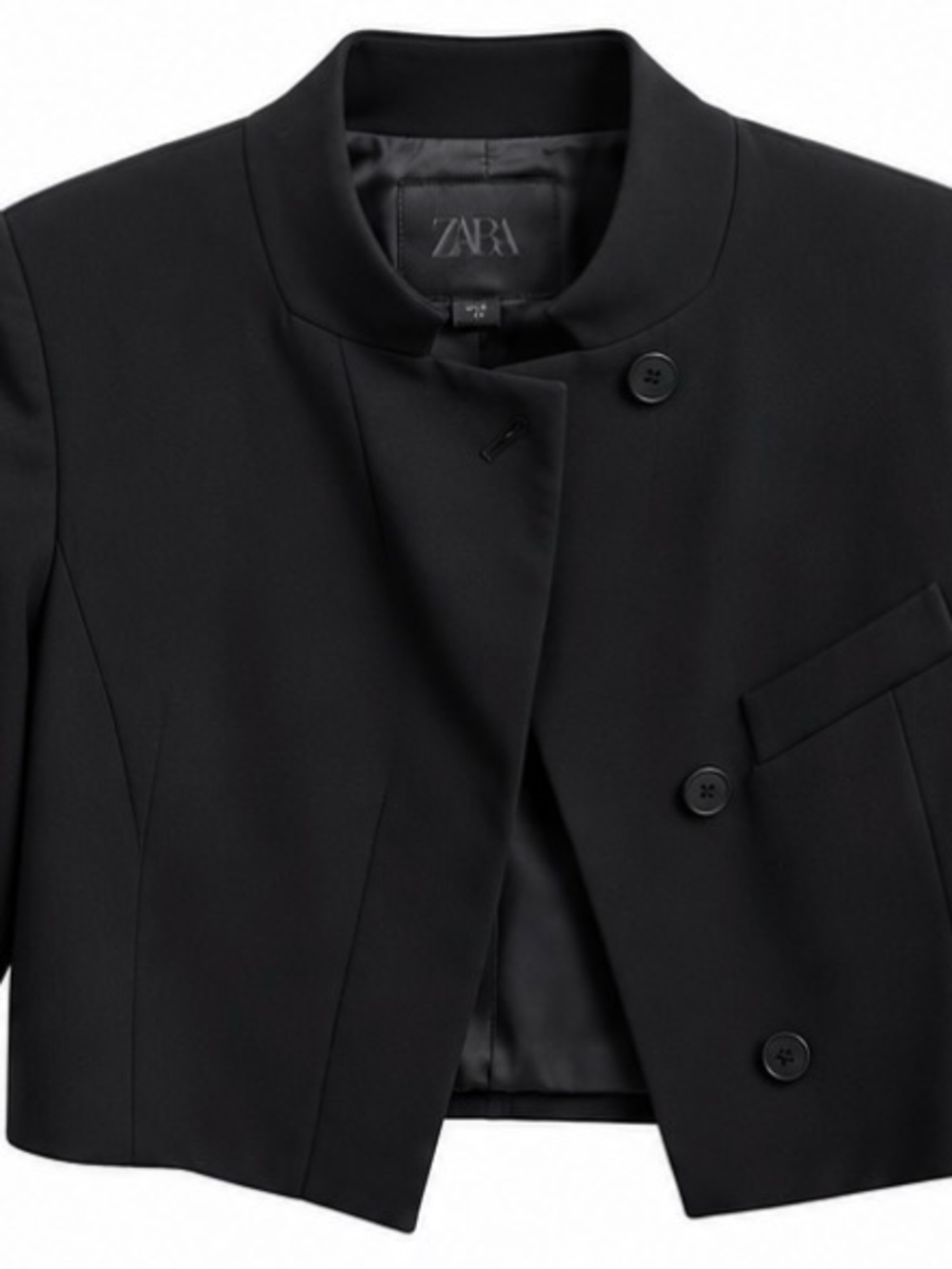 Zara Black Cropped Stand-Collar Blazer
